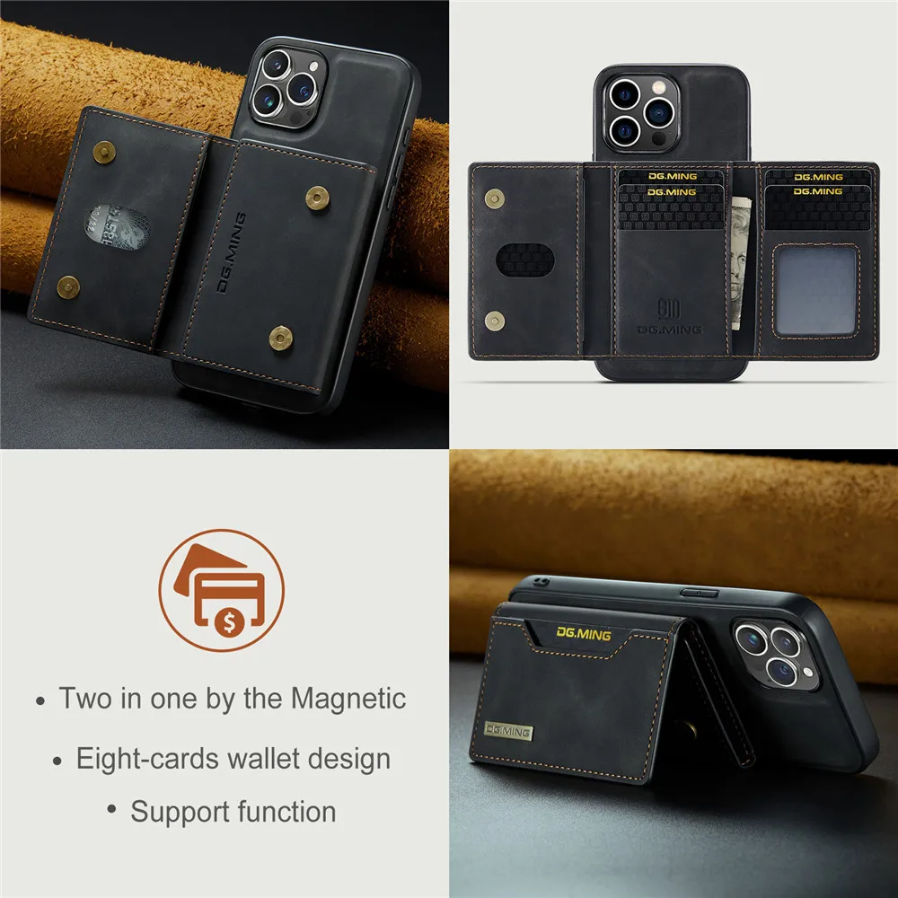 2 In 1 Detachable Magnetic Leather Case for iPhone 16 15 Pro Max 14 13 12 11 XS 7 8 Plus SE2020 Wallet Cover Cards Holder Pocket