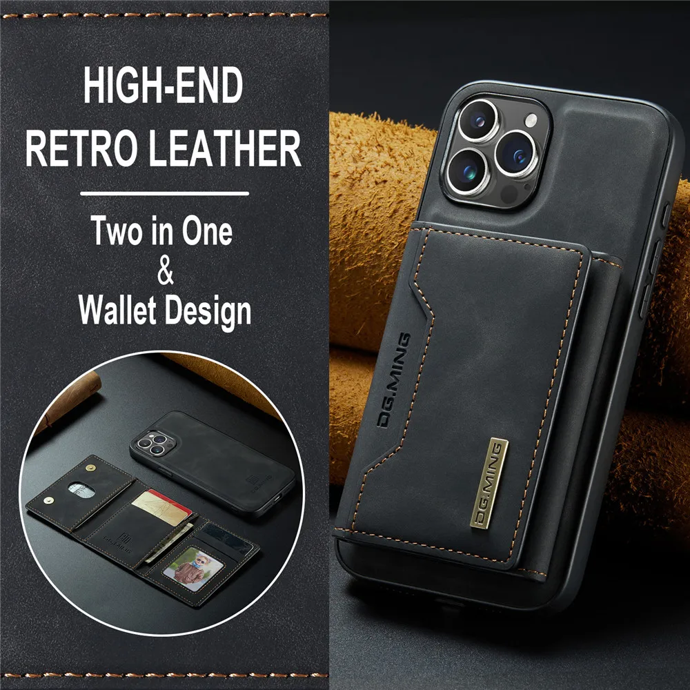 2 In 1 Detachable Magnetic Leather Case for iPhone 16 15 Pro Max 14 13 12 11 XS 7 8 Plus SE2020 Wallet Cover Cards Holder Pocket