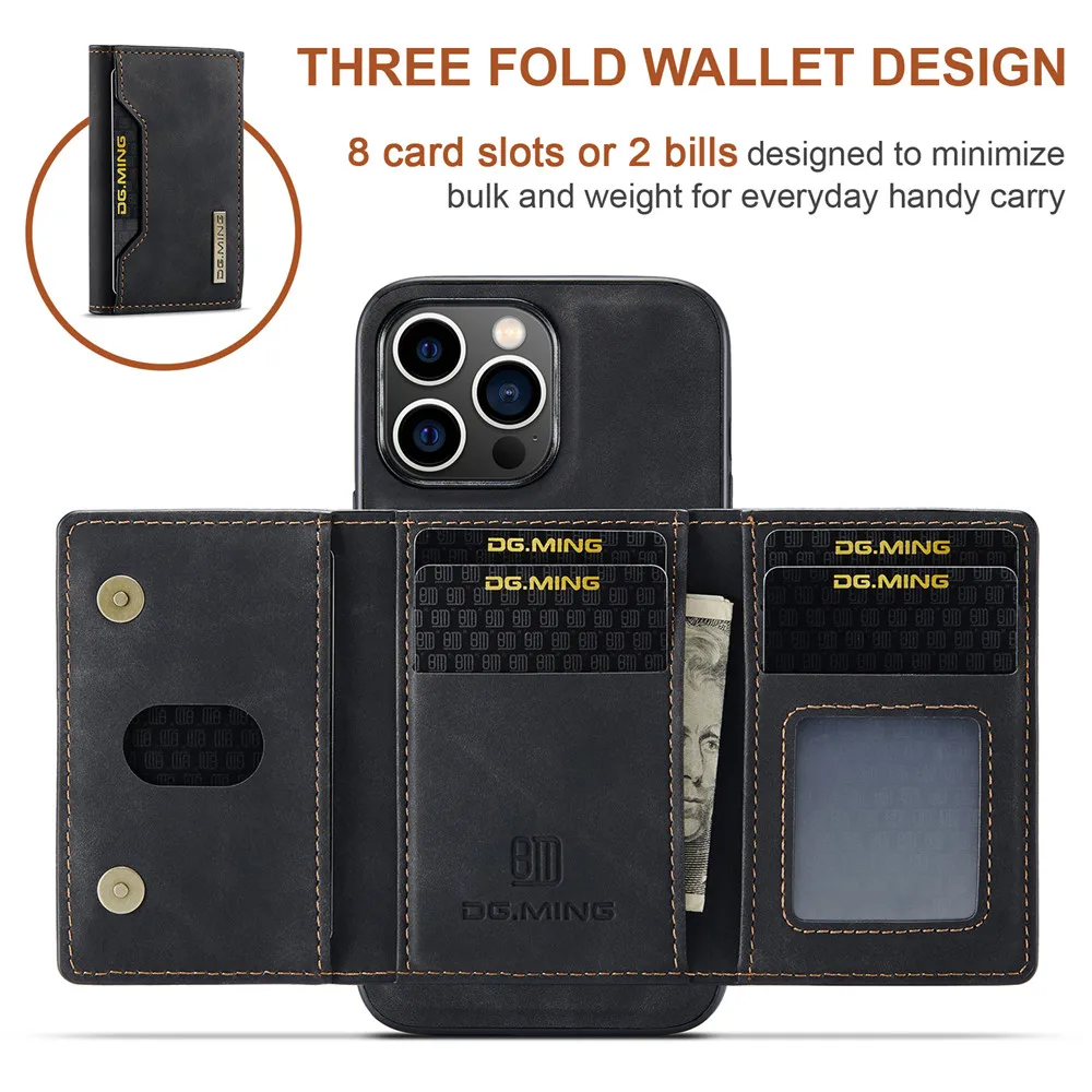 2 In 1 Detachable Magnetic Leather Case for iPhone 16 15 Pro Max 14 13 12 11 XS 7 8 Plus SE2020 Wallet Cover Cards Holder Pocket