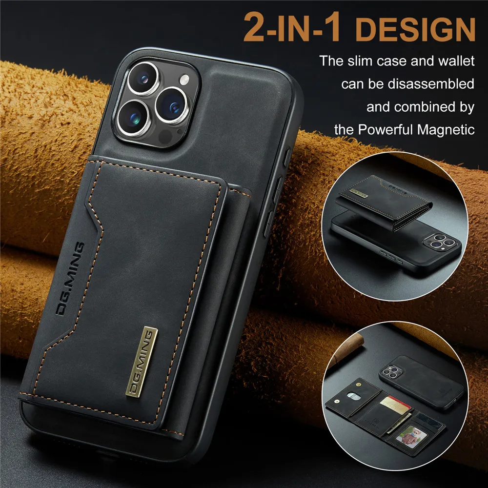 2 In 1 Detachable Magnetic Leather Case for iPhone 16 15 Pro Max 14 13 12 11 XS 7 8 Plus SE2020 Wallet Cover Cards Holder Pocket