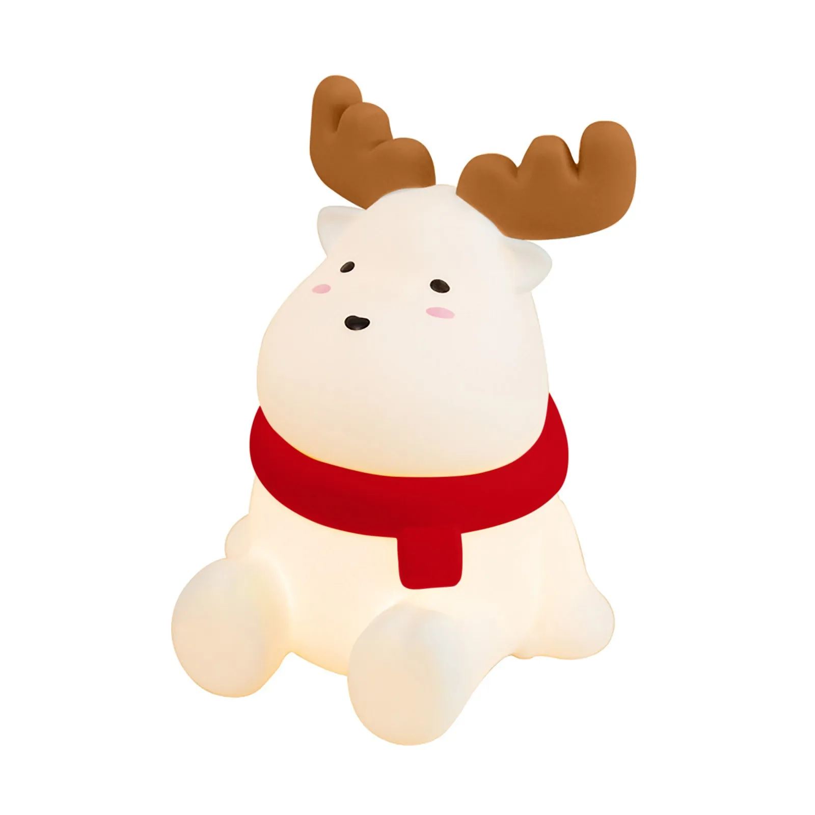 Christmas Reindeer Silicone Night For Kids Cute Gift Warm Yellow Led Light Soft Tou Ch Usb Rechargeable Lamp Fast Shipping